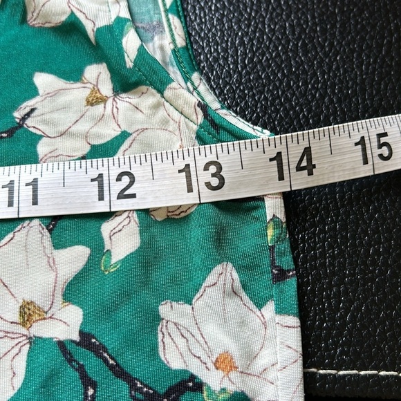 Rag and Bone Sabeen Floral Mockneck Sleeveless Top Green Stretch Slim Fit Sz XS - Picture 13 of 15